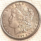 1897 P Morgan very nice lots of luster bright free shipping Sigma tested genuine