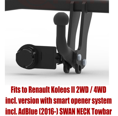 Swan Neck Tow Bar For RENAULT Koleos II 2WD/4WD (2016-) & NO ELECTRICS - R051