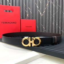 Ferragamo Reversible Leather Belt Gancini Buckle NEW
