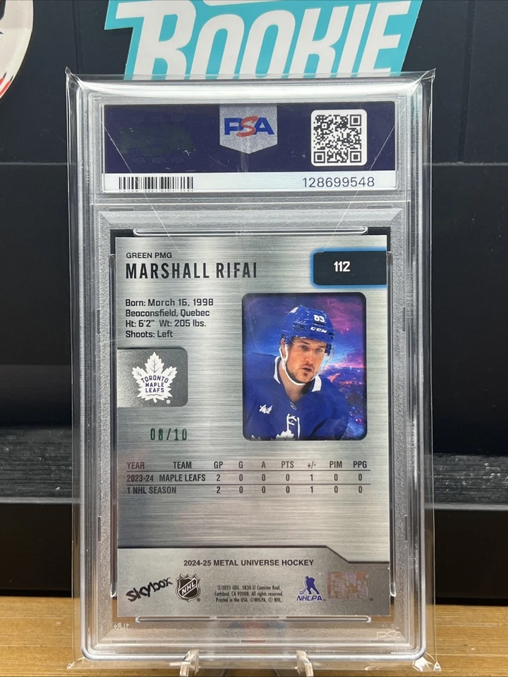 2024-25 UD Skybox Metal Universe Marshall Rifai GREEN Precious Gems RC /10 PSA 8 - Image 4 of 4