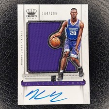 HARRY GILES /199 Rookie Silhouttes Patch Auto 2017-18 Crown Royale NBA Card #231. rookie card picture
