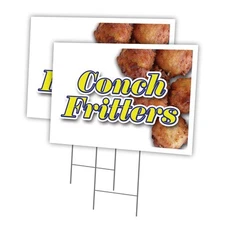 Conch Fritters Multi-Pack of Yard Signs & Stake outdoor plastic coroplast window
