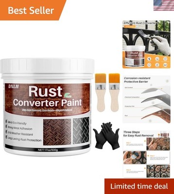 2 in 1 Rust Converter & Metal Primer, 17oz Black Rust Reformer Paint for Meta...