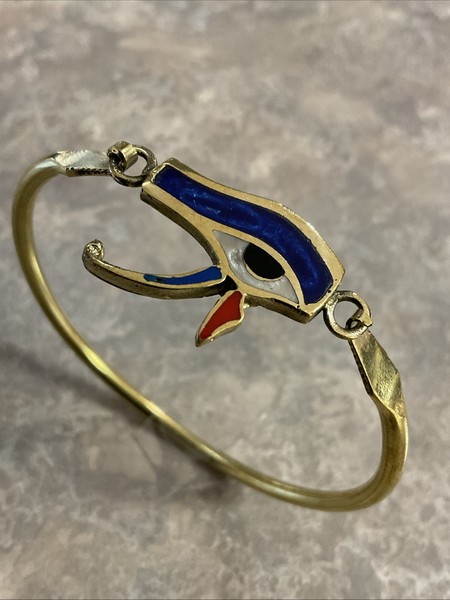Alternate view of Egyptian Bracelet Handmade Gold Plated Eye Horus Diameter 2.5”