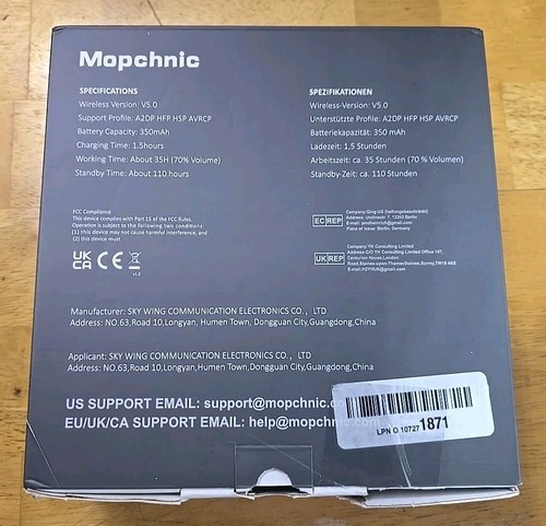 Mopchnic Bluetooth Headset, Wireless W/ USB Dongle AI Noise Canceling KH113M - Zdjęcie 2 z 3