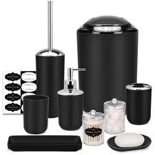 Bathroom Accessories Set,Black Bathroom Set,9 Pieces Bathroom Accessory Set,T...
