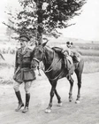 WWI France Dog Rides Cavalry Horse Military Officer Mascot Vtg. Photo WW1
