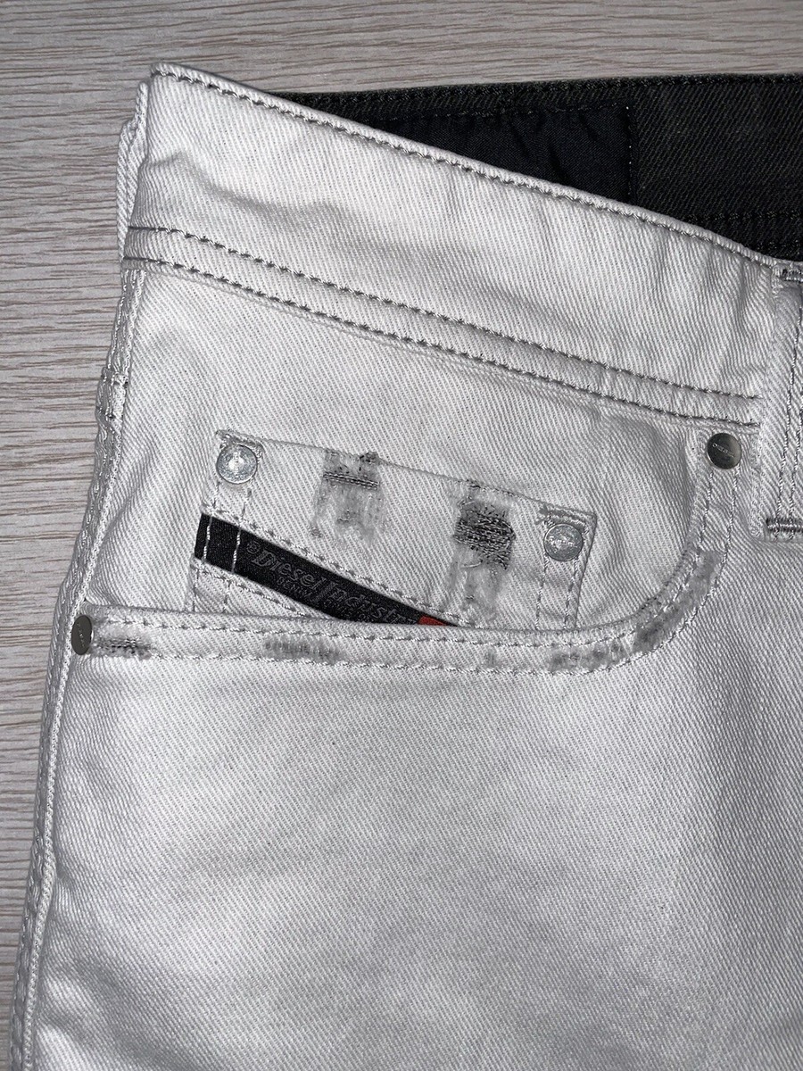Jeans Diesel Tepphar Pour Homme - Gris Délavé - Taille W30 L32 - Coupe Carotte Slim Détressé - Neuf Avec étiquettes