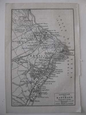 Print Ancient Old Print Map Map Tunisia Tunis Tunis Carthage Karthago 1930 Ebay Tunisia Cartagine Mappa