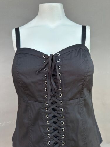 Torrid Black Lace Up Corset Bustier Cotton Top Womens size 00 M/L (10) Cami NEW