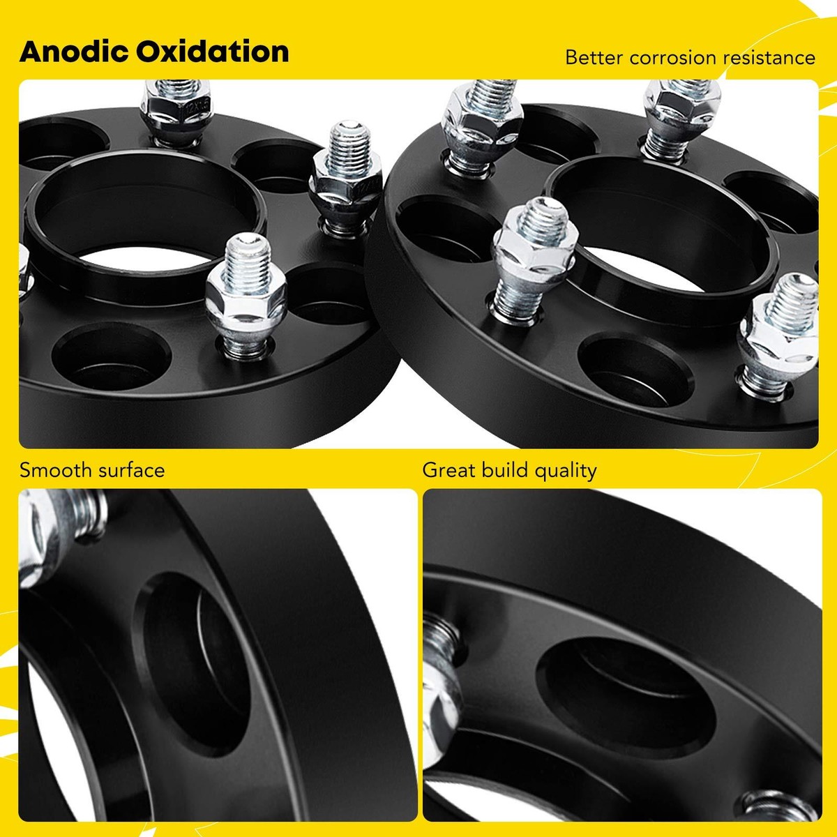 4-Pack 5x4.5 1.5-Inch Wheel Spacers 12x1.5 Studs – Fit Hyundai Tucson, Mazda MX-5, CX-7, Kia, And More