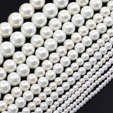 Cream Czech Glass Pearl Round Loose Bead 3mm 4 6mm 8 10 12mm FREE SHIPPING 16"