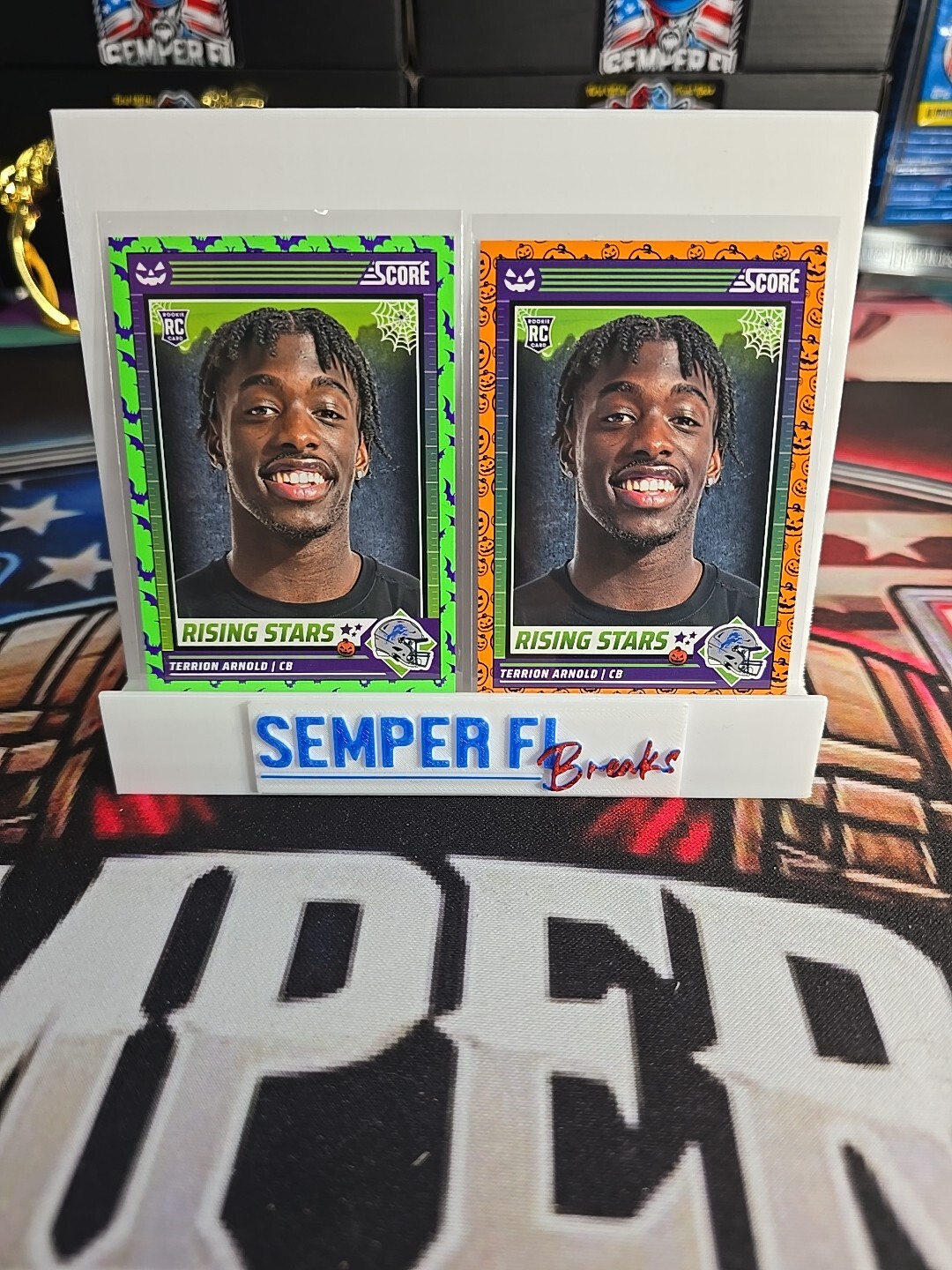 Set Of Two Terrion Arnold Detroit Lions Score Green & Orange