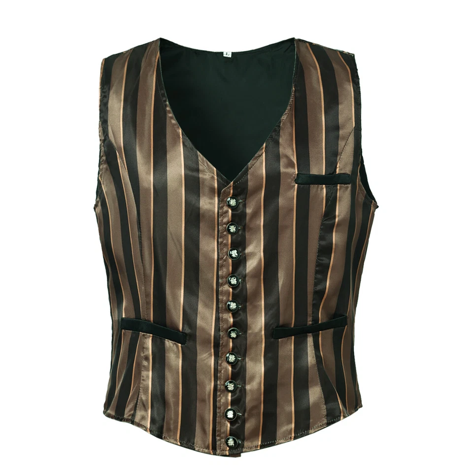 Steampunk Men's Waistcoat Victorian Gothic Retro Fashion Vest Cosplay Costume - Image 3 of 4