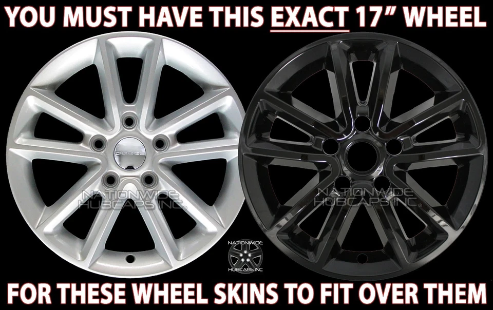 4 cubiertas de cubo de rueda negras de 17" para Dodge Journey Caravan 2013-2020 Foto 2 de 4