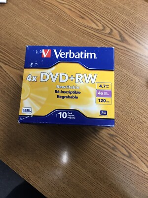 10 Verbatim 4X Blank DVD+RW Logo Branded 4.7GB Rewritable DVD Disc 94839