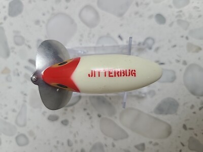 Arbogast Jitterbug Topwater Fishing Lure - 1/4 Oz Red/White For Bass, Muskie, Pike