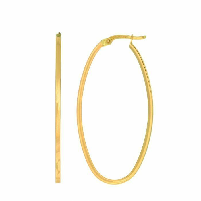 Pendientes De Aro Ovalados Grandes De 1 5/8" En Oro Amarillo De 14K 1.6g