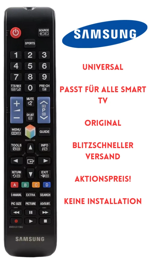 Originale Samsung Fernbedienung Passt für alle Samsung Smart TV NEU UNIVERSAL