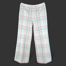 Vintage Bell Bottom Wide Leg Pants Hippie 1970s Pastel Plaid 28-30  M