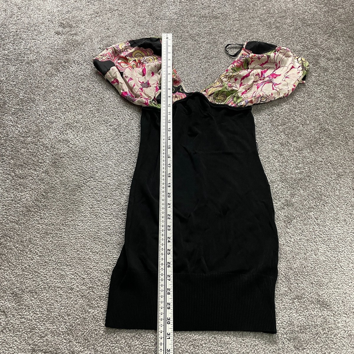 bebe floral bodycon dress Bebe Bodycon Dress Womens Small Black Floral Sleeve Knee Length V-Neck  Casual