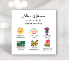Personalised Thank You Card for Teacher Teaching Assistant Nursery Pre-School