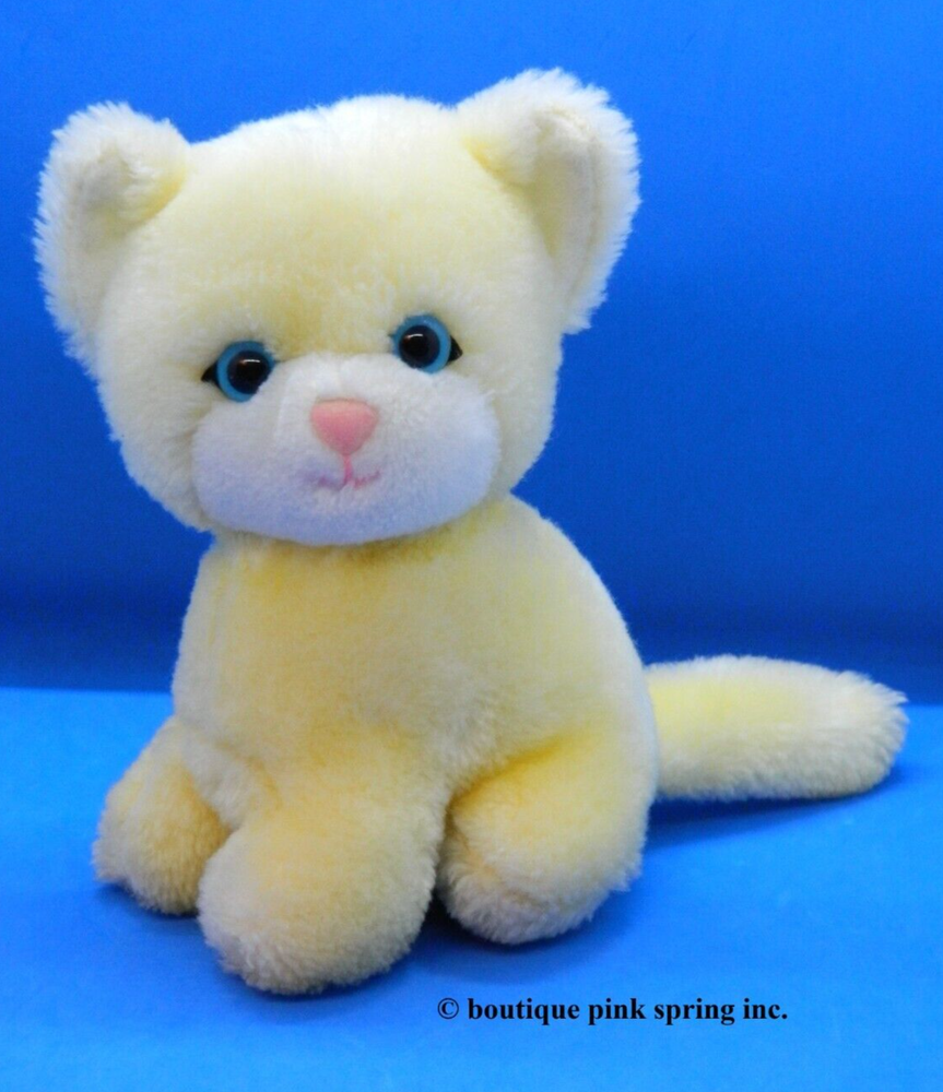 Vintage Mighty Star Yellow Cream Cat Plush Toy with Blue Eyes