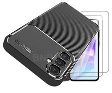 For Samsung Galaxy A55 5G Case, Carbon Gel Phone Cover + Glass Screen Protector