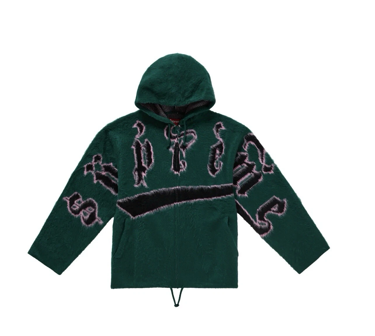 Pull à capuche zippé brossé IN HAND Supreme Accent vert Taille : XL