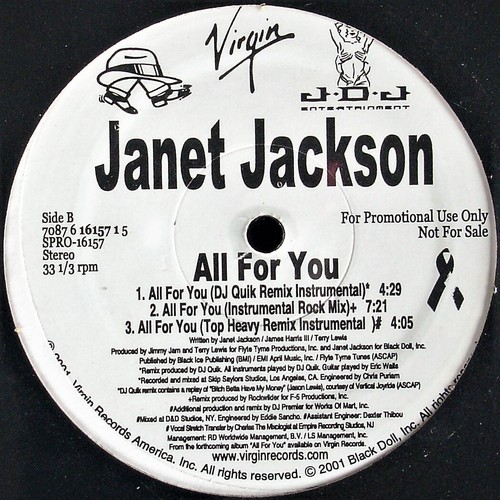 JANET JACKSON "ALL FOR YOU" 2001 VINYL 12" SINGLE PROMO SPRO-16157 R&B *SEALED* - Picture 4 of 5