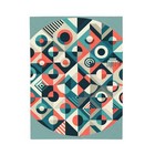 Velveteen Plush Blanket Geometric Shapes Modern Art Teal Coral