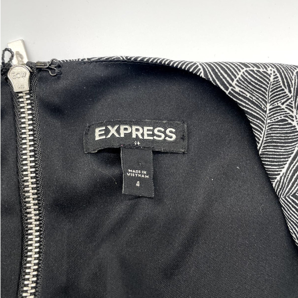 Express Open Back Black Leaf Pattern Dress - image 2