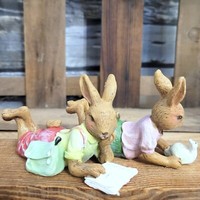 2 X Hasenkinder Rosa Hase Ostern Figur Osterdekoration Osterhase GrüN Rot Deko