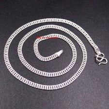 Real 999 Fine Silver Necklace 3.5mm Width Curb Link Chain 17.7inch 9-11g