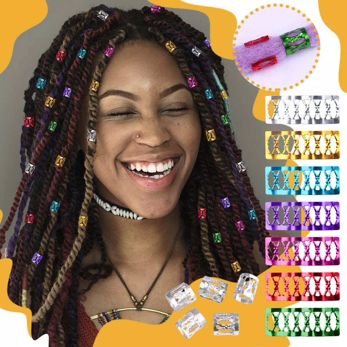20PC Hair Jewelry Rings Hair Decorations Aluminum Dreadlocks beads Metal Cuffs