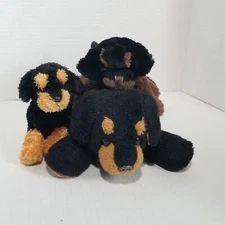 Rottweiler Dog Plush Set Lot 3 Small/Medium Black/Brown Stuffies Mixed Brands