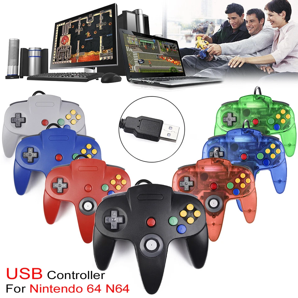 Para Nintendo 64 N64 Controlador USB Gamepad Joystick Para PC MAC Raspberry Pi 3 Foto 3 de 4