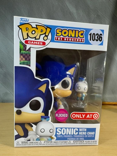 Funko Pop! Games: Flocked SONIC w/ HERO CHAO #1036  Target Exclusive IN HAND