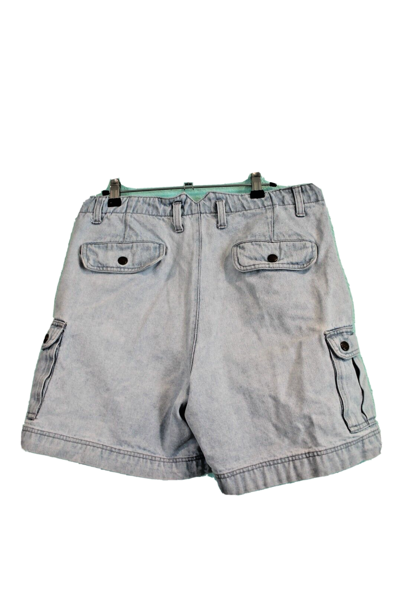 Vintage 90s Y2K Eddie Bauer Stone Wash Denim Cargo Shorts Six 