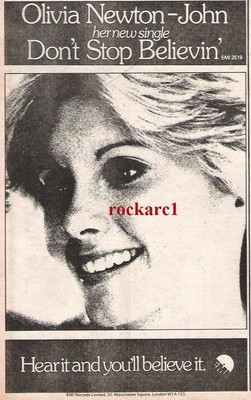 OLIVIA NEWTON-JOHN Don't Stop Believing 1976 UK Press ADVERT 10x6