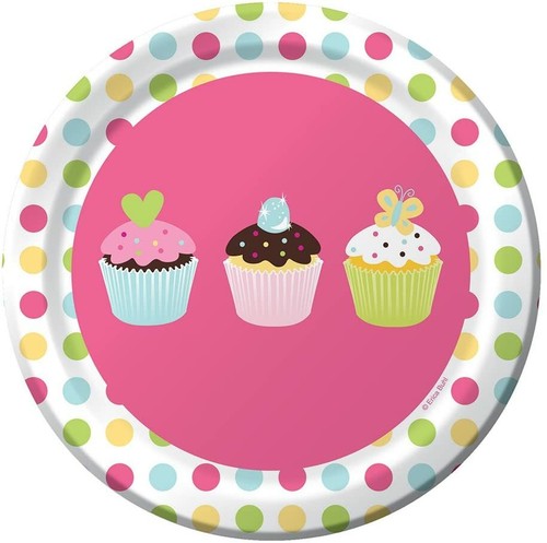 Sweet Treats Birthday Party Cupcake Design Dinner Dessert Plates Napkins for 16 - Picture 2 of 5