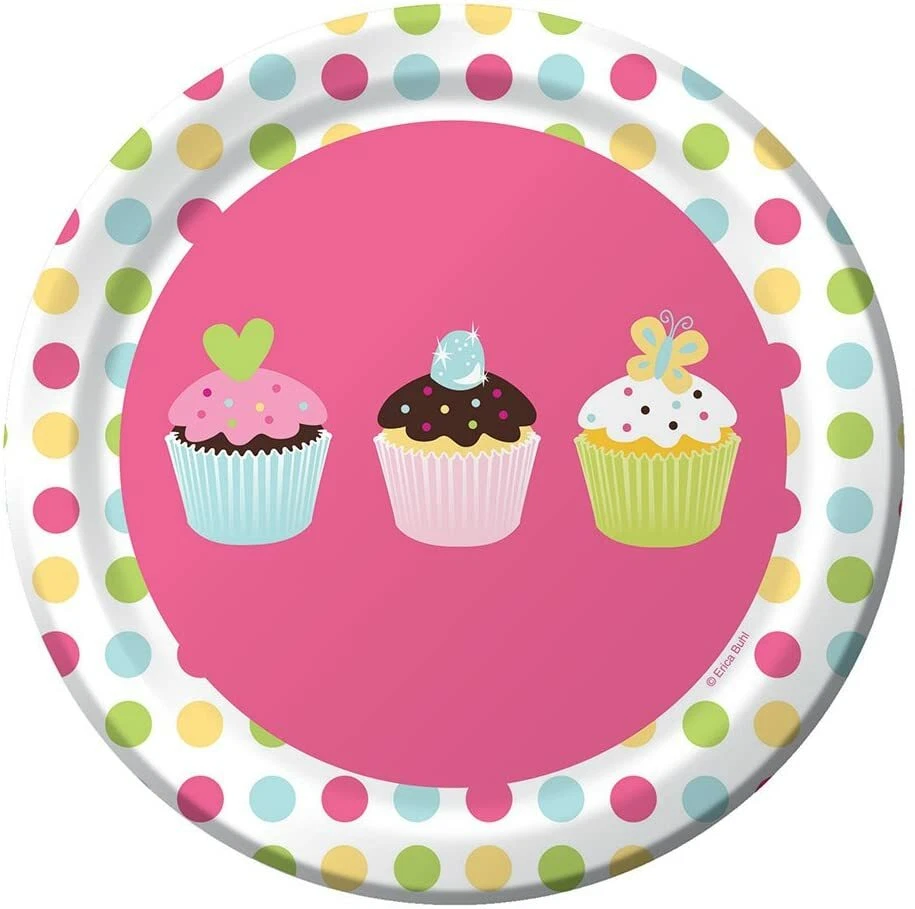 Dulces golosinas fiesta cumpleaños diseño cupcakes cena postre platos servilletas para 16 Foto 2 de 4