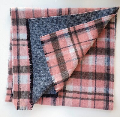 Phenix Wool-Blend Reversible Scarf / Shawl Pink Tartan Plaid
