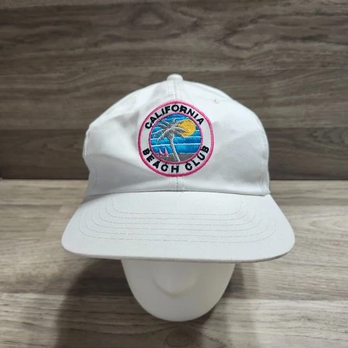 California Beach Club Hat White Baseball Cap Adjustable Beach Vintage