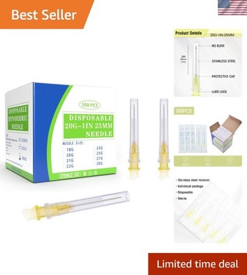 High-Quality 20Ga 1 Inch Disposable Needles - Individually Wrapped for Safety