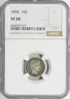 1896 10c Barber Silver Dime NGC VF20