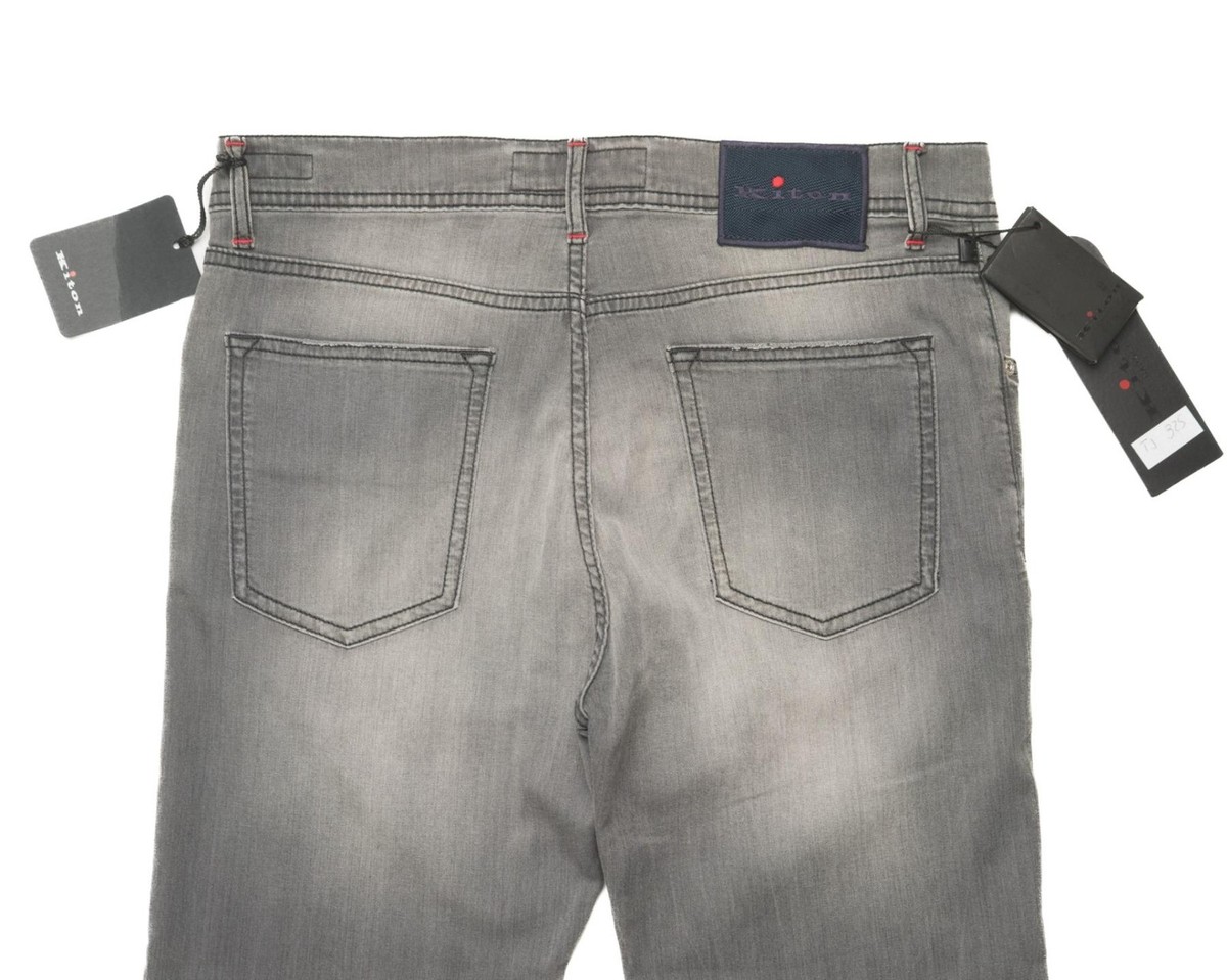 Kiton Napoli $1,420 NWT Faded Gray 5 Pocket Stretch Slim Fit Jeans
