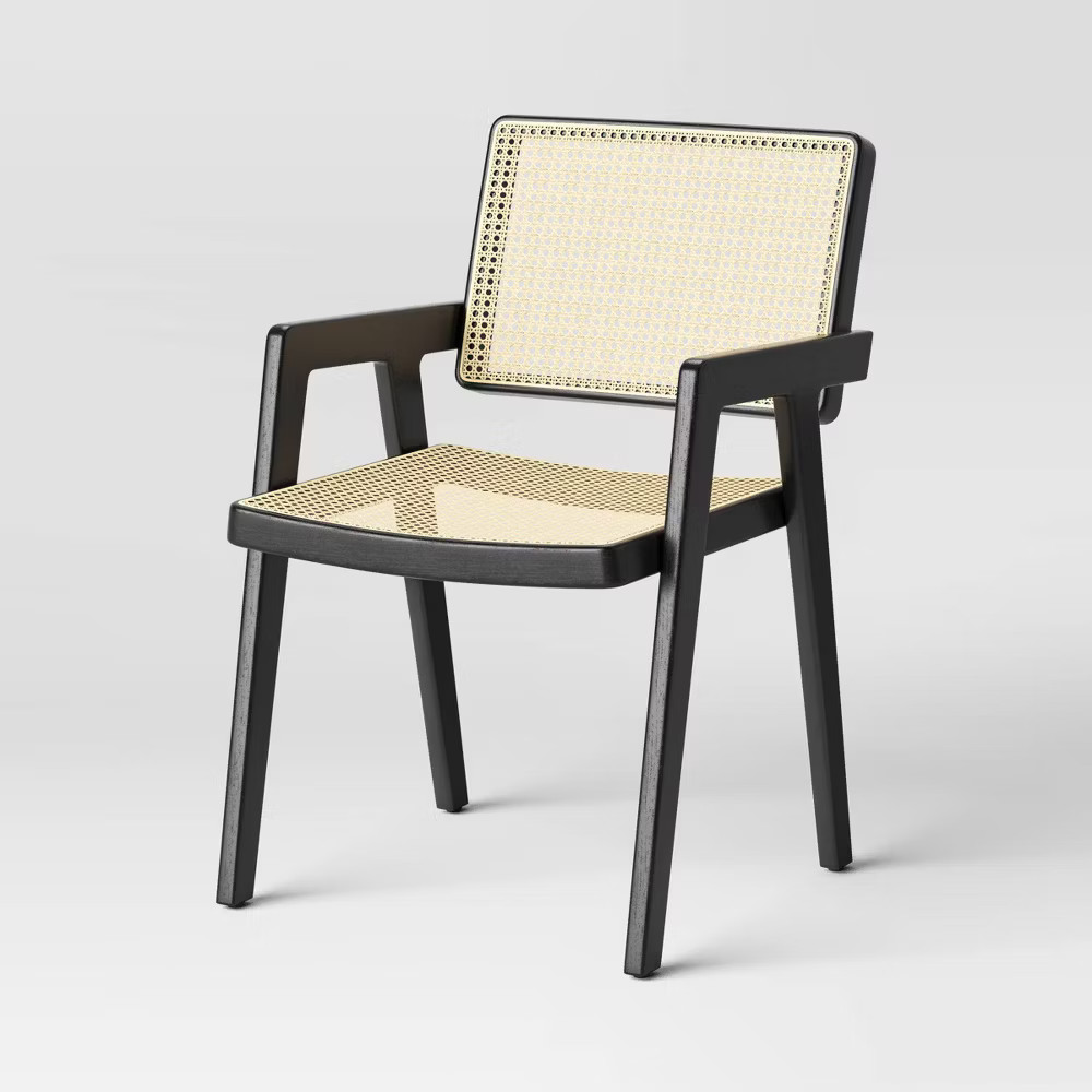 Wood Framed Woven Panel Dining Chair Black FA - Threshold Polyester No 21690₽