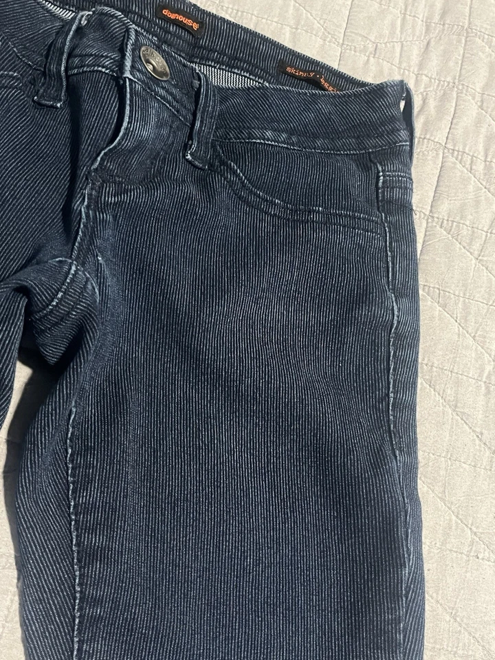 Pantalones legging ajustados para casa de muñecas para mujer talla 0 azul acanalado cónico tiro bajo Foto 4 de 4