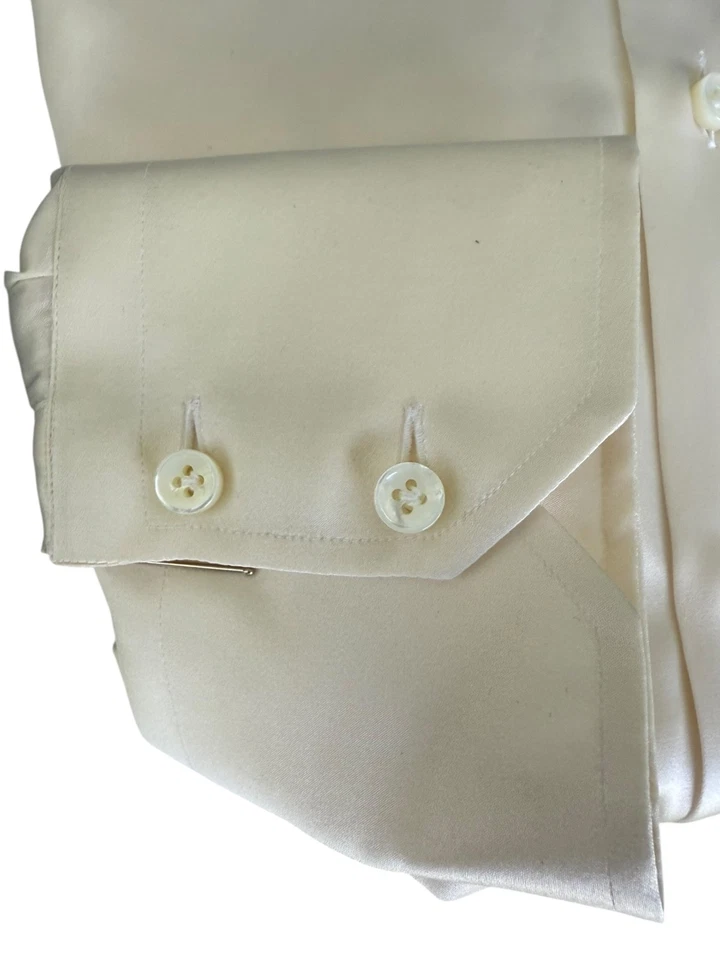 Camisa de Vestir Domenico Vacca Light Champagne 100% Seda - Talla 40 Hecha en Italia Foto 4 de 4